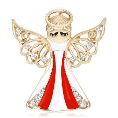 Front view of openwork angel with a flared enamel robe