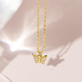 CZ Butterfly Pendant Necklace Gold Silver Two Tones view 2