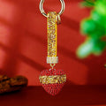 Leopard Band Crystal Heart Keychains with Straps and Plain Options view 7