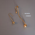 Asymmetric Gold Ball Drop Earrings Long and Short Pair view 2