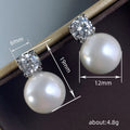 Silver Tone Faux Pearl Clear Stud Earrings Pendant Set view 4