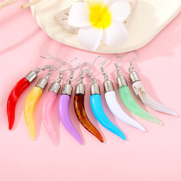 Silver Tone Resin Chili Pepper Hook Earrings in Eleven Colors