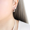 Twisted Link Ribbed Hoop Earrings Gold and Steel Tones view 9