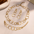 Gold Interlocking Circle Link Necklace Bracelet Drop Earrings view 2