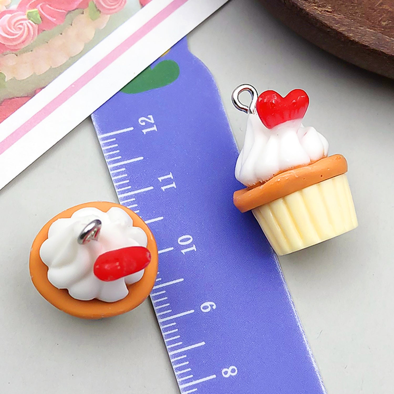 Resin Cream Cupcake Dessert Charm Pendant for DIY Keychain Earrings Jewelry Making
