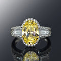 Silver Oval Halo Ring Pink Blue Yellow Clear CZ Alloy view 6