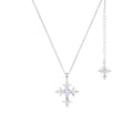 Silver-Tone Crystal Cross and Fleur-De-Lis Necklace view 5