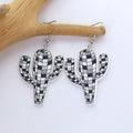Patterned Acrylic Cactus Long Hook Earrings in Four Styles view 7