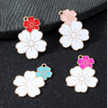 Enamel Cherry Blossom Double Flower Charm Pendant Five Styles view 1