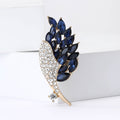 Navy and Clear Crystal Leaf Brooch in 2 Color Styles view 3