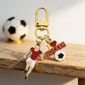 Enamel Soccer Player Keychain Gold Clip Heart Ball Charms view 4