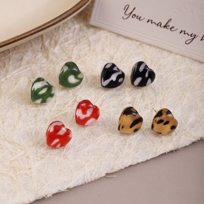Primary supplied view of printed heart stud earrings