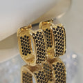Wide Rectangular Pave Hoop Earrings In Six Color Variants view 3