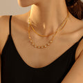 Gold Heart Zircon Paperclip Necklace And Herringbone Snake Chain view 3