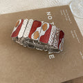 Enamel Abstract Panel Stretch Bracelets Hammered Metal 4 Colors view 8