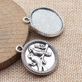 Antique Silver Elephant Round Cabochon Setting Jewelry Making Component view 2