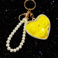 Rose Filled Clear Heart Keychains with Pearl Loops in Eleven Options view 10
