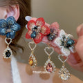Floral Crystal Drop Earrings In Four Color Designs view 2
