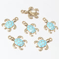 Colorful Turtle Enamel Charms with Antique Gold Tone Frames view 4