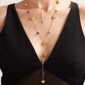 Long Y-Drop Heart Necklace Stainless Steel Agate Charm Styles view 3