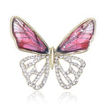 Butterfly Brooch With Printed Wings and Clear Crystal Filigree view 1