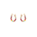 Multicolor Chip Stone Beaded Hoop Earrings Three Styles view 5