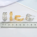 Textured C-Shaped Open Hoop Earrings in Gold or Silver Tone view 3