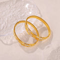 Gold Geometric Link Bangle Bracelet with Rhinestone Inlays view 2