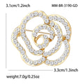 Open Rose Brooch with Clear Crystals in Gold or Silver Tone view 5