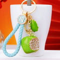 Crystal Apple Keychains in Red and Green with Optional Fortune Loops view 2