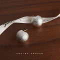 Silver Hammered Dome Stud Earrings Textured Half Sphere view 1