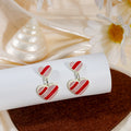 Double Layer Striped Heart Drop Earrings Blue Green Red view 6