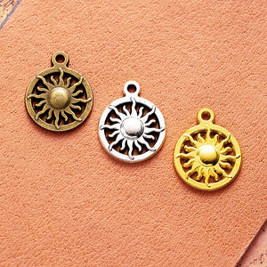 Openwork Sun Disc Metal Charm in 3 Decorative Finishes