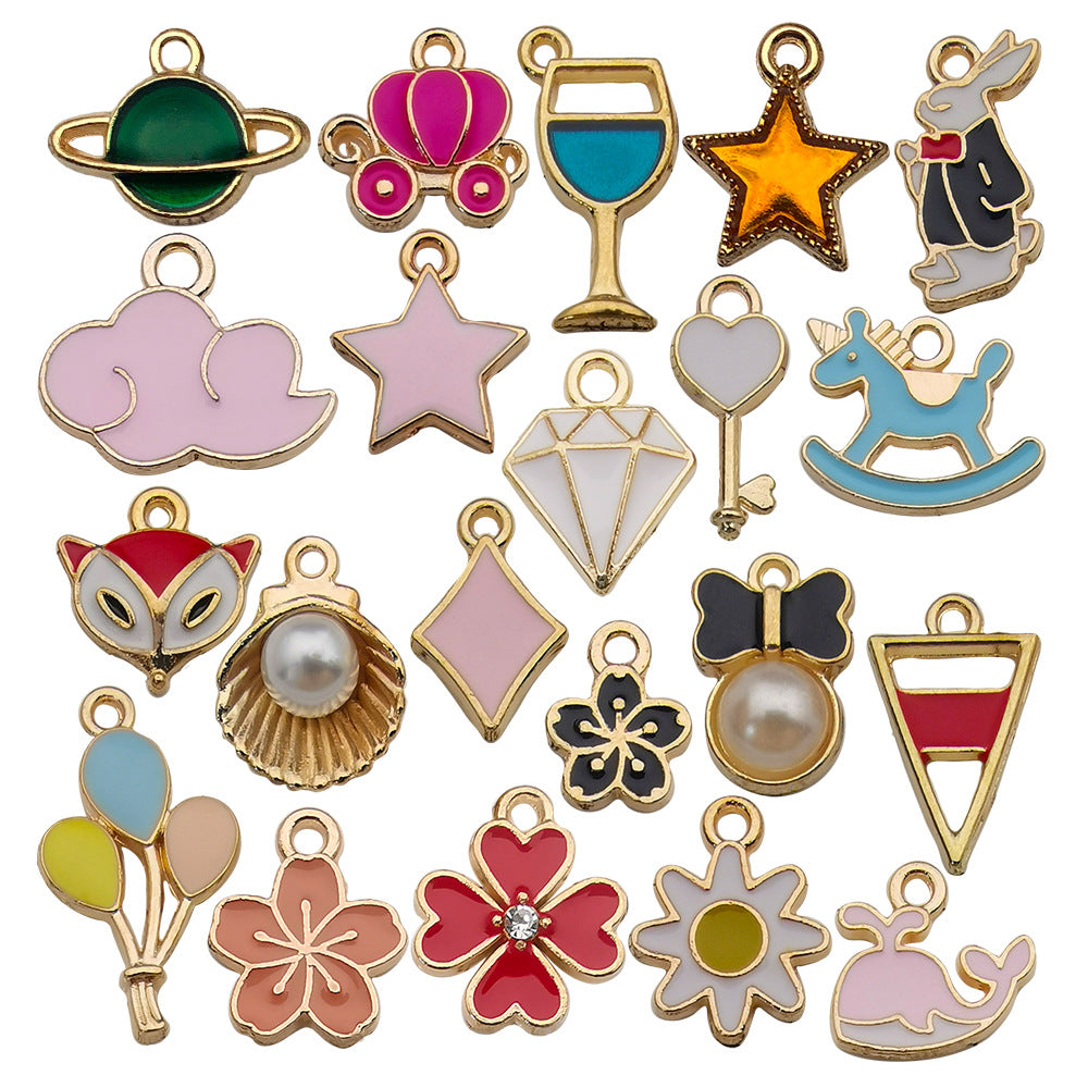Enamel Zinc Alloy Clover Enamel Charm Pendants