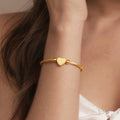 Geometric Heart Soft Cable Open Bangles Gold Steel view 3