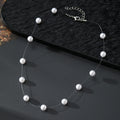 Floating Pearl and Heart Illusion Wire Choker Necklaces view 2