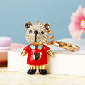Jeweled Couple Bear Keychains in Red and Blue Pictured Colors view 2
