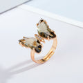 Gold Tone Butterfly Crystal Adjustable Open Rings in Ten Colors view 12