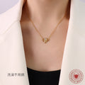 Gold Bee Pendant Necklace With Cat Eye Stone Cable Chain view 3