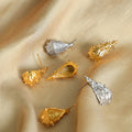 Irregular Teardrop Stud Earrings Textured Organic Gold Steel view 2