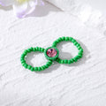 Double-Loop Beaded Stretch Rings with Center Crystals in Five Colors view 10
