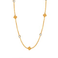 Gold Clover Station Necklace With Clear Round Zircons view 5