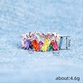 Multicolor Geometric Stone Band In Gold And Silver Tones view 4