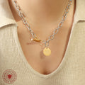 Silver Twisted Link Gold Toggle BZV Disc Charm Necklace view 3