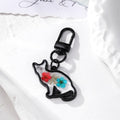 Black Metal Cat Moon Dried Flower Keychains Lobster 4 Styles view 5