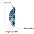 Long Crystal Peacock Brooch in Four Colors for Jackets, Coats, and Scarves view 8