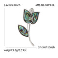 Abalone Shell Tulip Stem Brooch in Silver Tone Jewelry view 6