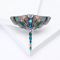 Multicolor Crystal Dragonfly Metal Brooch with Long Tail view 2