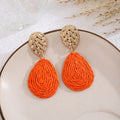 Six Color Woven Teardrop Gold Tone Dangle Earrings view 7
