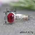 Antique Silver Blood Red Oval Cabochon Engraved Band Ring view 4